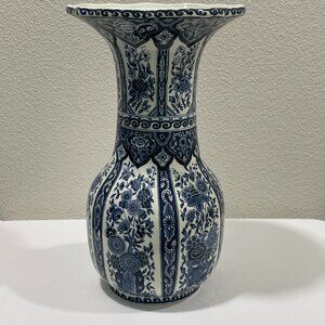 BOCH for ROYAL SPHINX DELFTS Genuine Vintage Porcelain Vase, Floral Blue & White